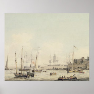 Ansicht des Schloss-Kornetts, Guernsey, mit Poster