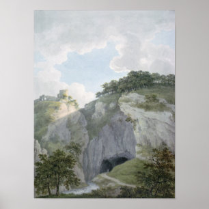 Ansicht des Schlosses und der Höhle bei Castelton Poster