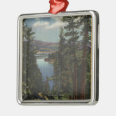 Ansicht des Sees durch die Kiefern # 2 Ornament Aus Metall (Links)