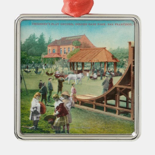 Ansicht des Spielplatzes der Kinder Silbernes Ornament (Vorne)