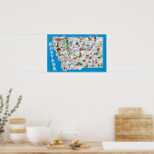 Ansicht des Staat mit Cartoon, Landschaftliche Ber Poster (Küche)