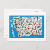 Ansicht des Staat mit Cartoon, Landschaftliche Ber Postkarte (Vorne/Hinten)