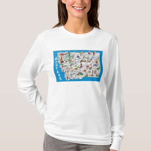 Ansicht des Staat mit Cartoons, landschaftliche T-Shirt (Vorderseite)