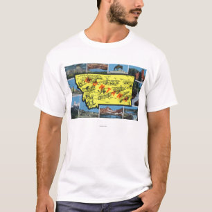 Ansicht des Staat mit Städten, landschaftliche T-Shirt