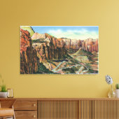 Ansicht des Switch Back, Mt. Carmel Highway Leinwanddruck (Insitu (Wohnzimmer))