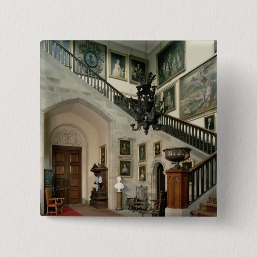 Ansicht des Treppenhauses Hall, 1812-15 Button (Vorderseite)