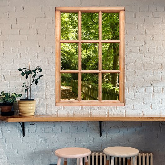 Ansicht des Waldweges aus einem Fenster Poster