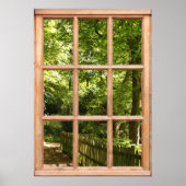 Ansicht des Waldweges aus einem Fenster Poster (Vorne)