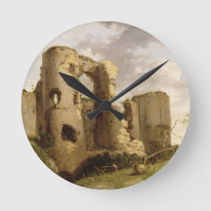Ansicht des Westtors Pevensey Schlosses, Sussex, Runde Wanduhr