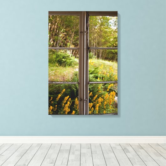 Ansicht durch altes Fenster Leinwanddruck (Insitu (Holzboden))