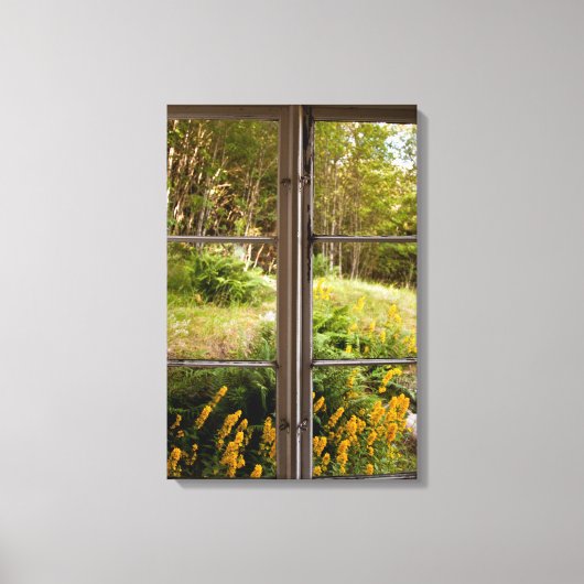 Ansicht durch altes Fenster Leinwanddruck (Vorderseite)