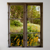 Ansicht durch altes Fenster Poster (Vorne)