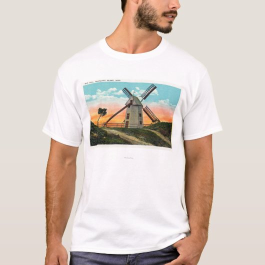 Ansicht einer alten Windmühle T-Shirt (Vorderseite)