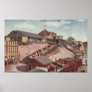 Ansicht einer Boot Landung und des Pavillion Poster