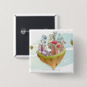 Ansicht einer bunten abstrakten Illustration Button (Vorne & Hinten)