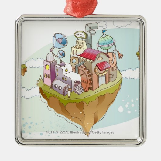 Ansicht einer bunten abstrakten Illustration Silbernes Ornament (Vorne)