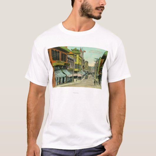Ansicht einer Chinatown-Straße T-Shirt (Vorderseite)