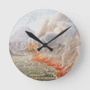 Ansicht einer Eruption vom Vesuv, die an anfing Runde Wanduhr