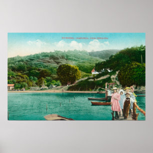 Ansicht einer Familie auf See DockInverness, CA Poster