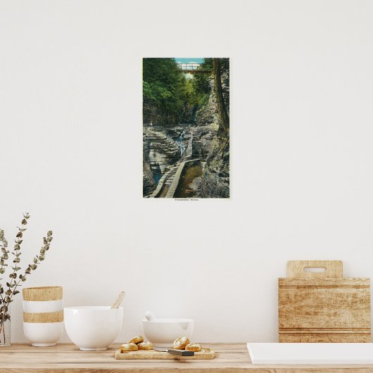 Ansicht einer Hängebrücke Poster (Küche)