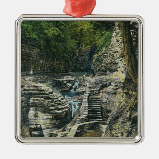 Ansicht einer Hängebrücke Silbernes Ornament (Vorne)