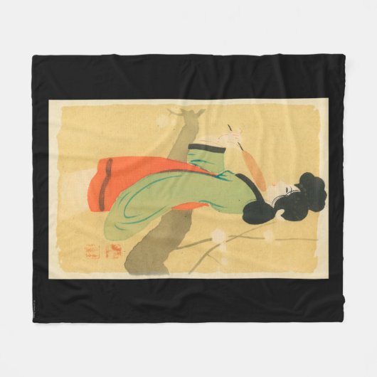 Ansicht einer japanischen Frau in ParisParis, Fleecedecke (Vorderseite (Horizontal))