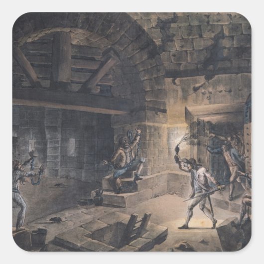 Ansicht einer Zelle in der Bastille Quadratischer Aufkleber (Vorderseite)