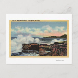 Ansicht eines Breakers auf der West Cliff Drive Postkarte
