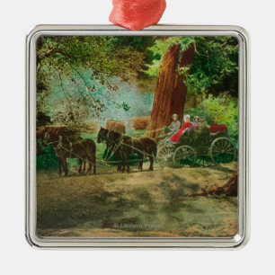 Ansicht eines Bühne-Zuges unter großen Bäumen Ornament Aus Metall