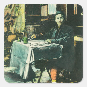 Ansicht eines chinesischen Fortune Tellers Quadratischer Aufkleber