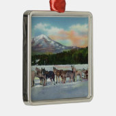 Ansicht eines Dogsled Teams auf Mirror See Silbernes Ornament (Rechts)