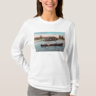 Ansicht eines Haus-Bootes auf dem See T-Shirt