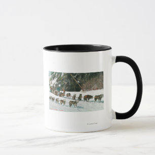 Ansicht eines heiseren Hund-Schlitten Teams Tasse