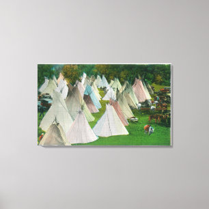 Ansicht eines indischen Dorfs und des Pendletons Leinwanddruck