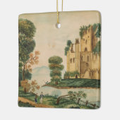 Ansicht eines Schlosses Keramikornament (Links)