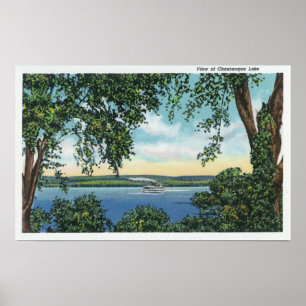 Ansicht eines Steamboat auf dem See Poster