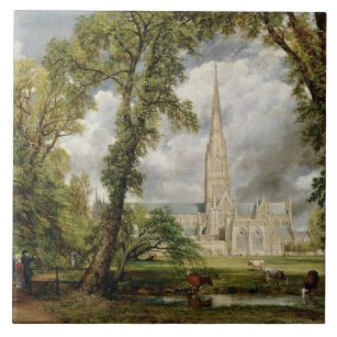 Ansicht John Constables   von Salisbury-Kathedrale Fliese
