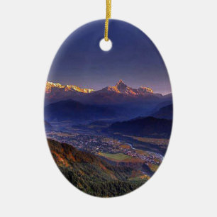 Ansicht-Landschaft: HIMALAJA POKHARA NEPAL Keramik Ornament