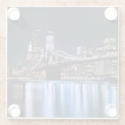 Ansicht New York der Brooklyn-Brückenreflexion Glasuntersetzer (Rückseite)