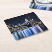 Ansicht New York der Brooklyn-Brückenreflexion Rechteckiger Pappuntersetzer (angewinkelt)