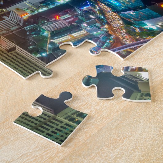 Ansicht über Bangkok nachts von Baiyoke Turm II Puzzle (Seite)