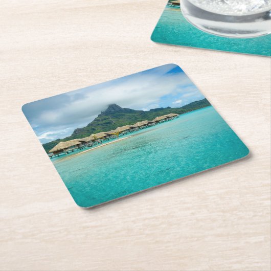 Ansicht über Bora Bora Insel-Untersetzer Rechteckiger Pappuntersetzer (angewinkelt)