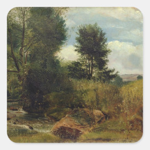 Ansicht über den Fluss SID, nahe Sidmouth, c.1852 Quadratischer Aufkleber