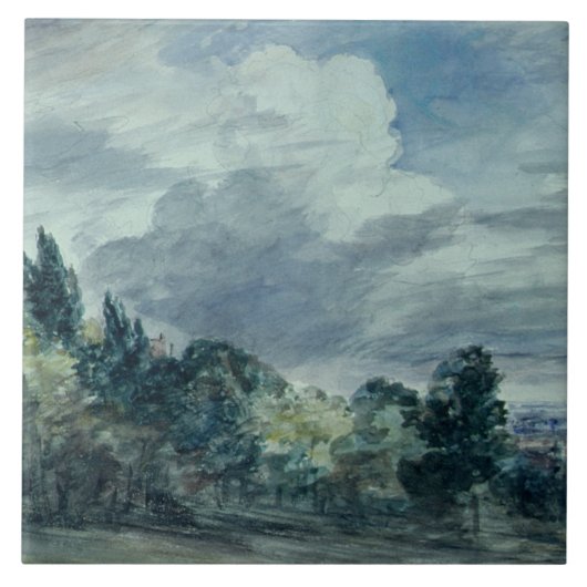 Ansicht über eine breite Landschaft, mit Bäumen im Fliese (Vorderseite)