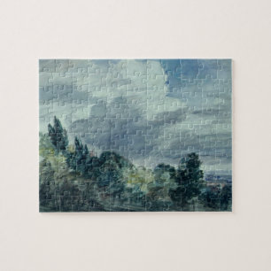 Ansicht über eine breite Landschaft, mit Bäumen Puzzle