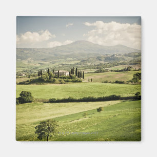 Ansicht über toskanische Landschaft bis Bauernhau Magnet