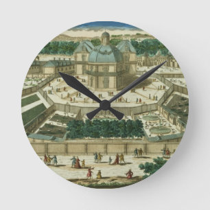 Ansicht und Perspektive des Salons de la Menagerie Runde Wanduhr