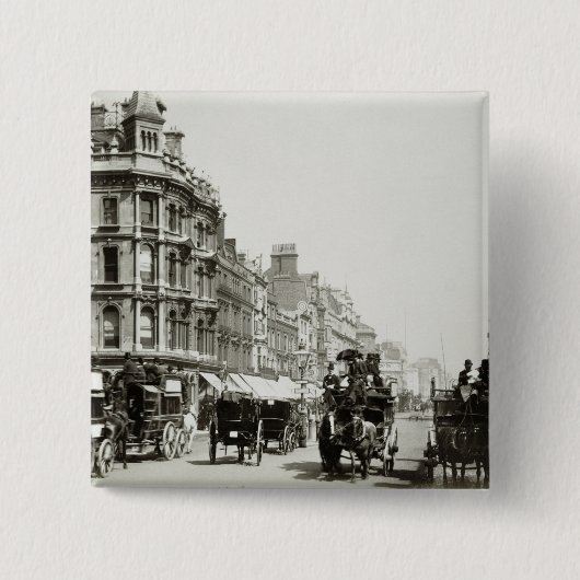 Ansicht-unten Oxford-Straße, London (b/w Foto) Button (Vorderseite)