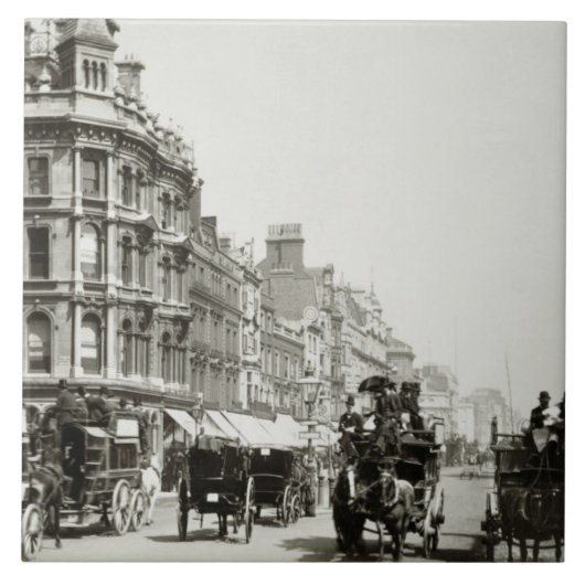 Ansicht-unten Oxford-Straße, London (b/w Foto) Fliese (Vorderseite)