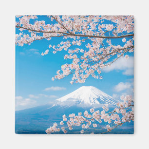 Ansicht vom Fujisan mit Kirschblüten Magnet